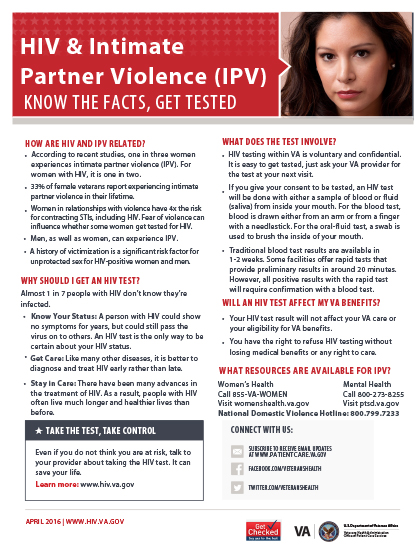 HIV and Intimate Partner Violence Fact Sheet for Veterans